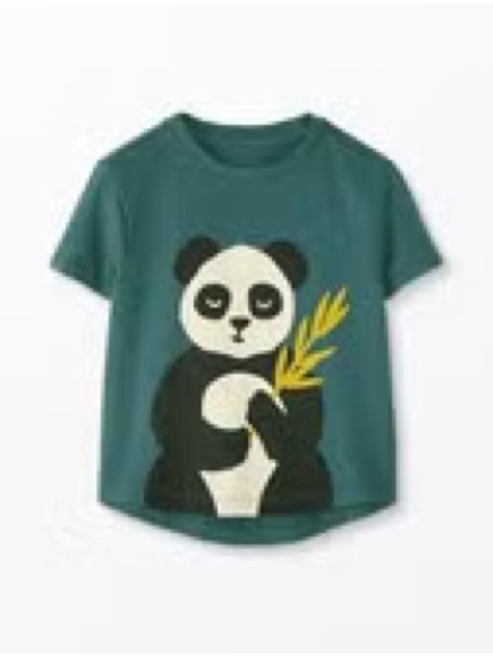 Hanna Andersson Teal Panda Graphic Tee with Yellow Bamboo- 5T